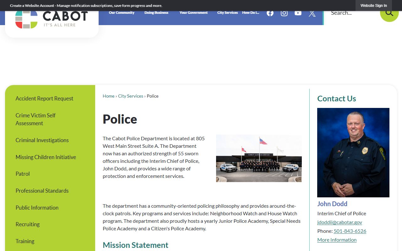 Cabot Police Department for recent arrests