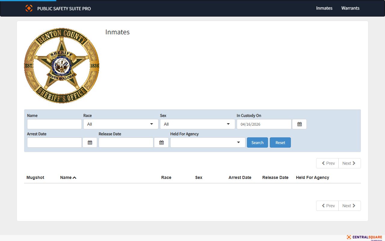 Benton County inmate roster for recent arrests