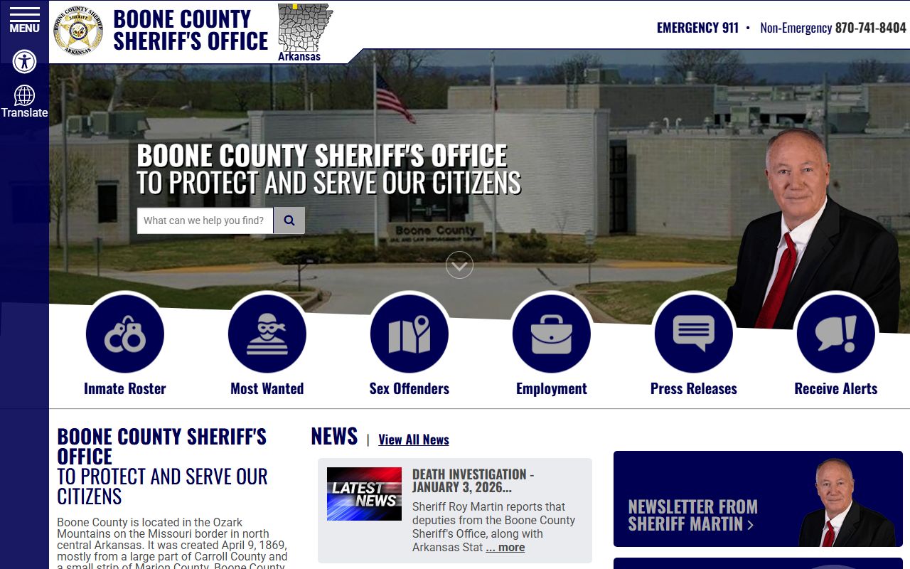 Boone County Sheriff's Office site for recent arrests