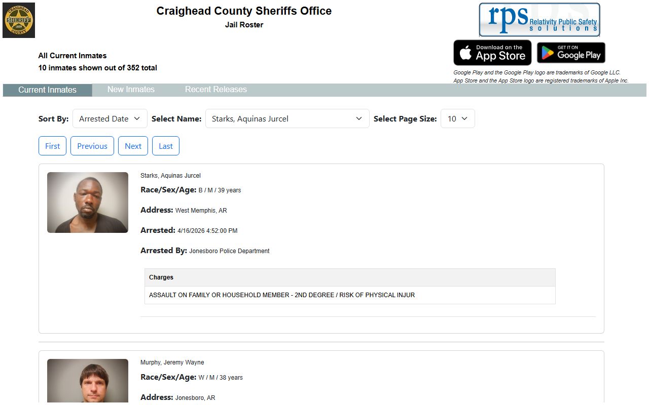 Craighead County R2M inmate roster for recent arrests
