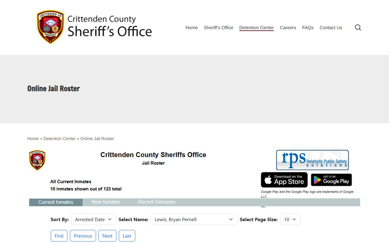 Crittenden County online jail roster for recent arrests