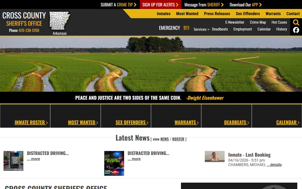 Cross County Sheriff's Office site for recent arrests