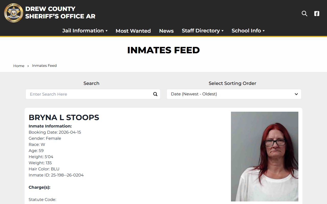 Drew County inmates feed for recent arrests