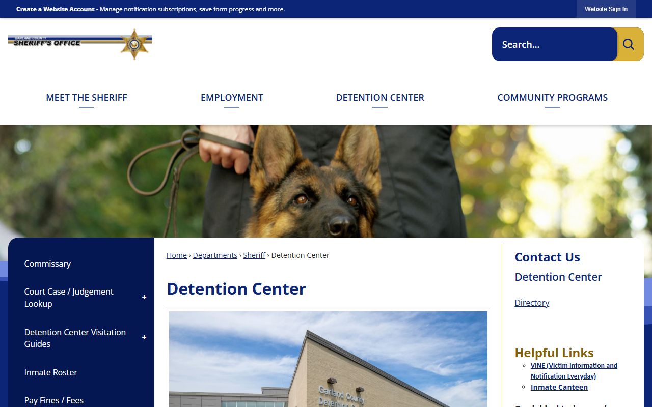 Garland County Detention Center for recent arrests