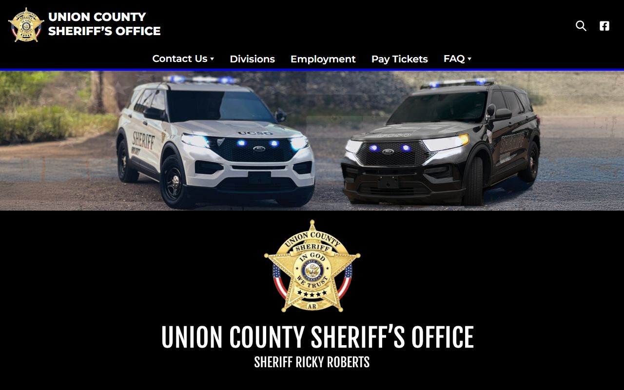 Union County Sheriff's Office homepage for recent arrests