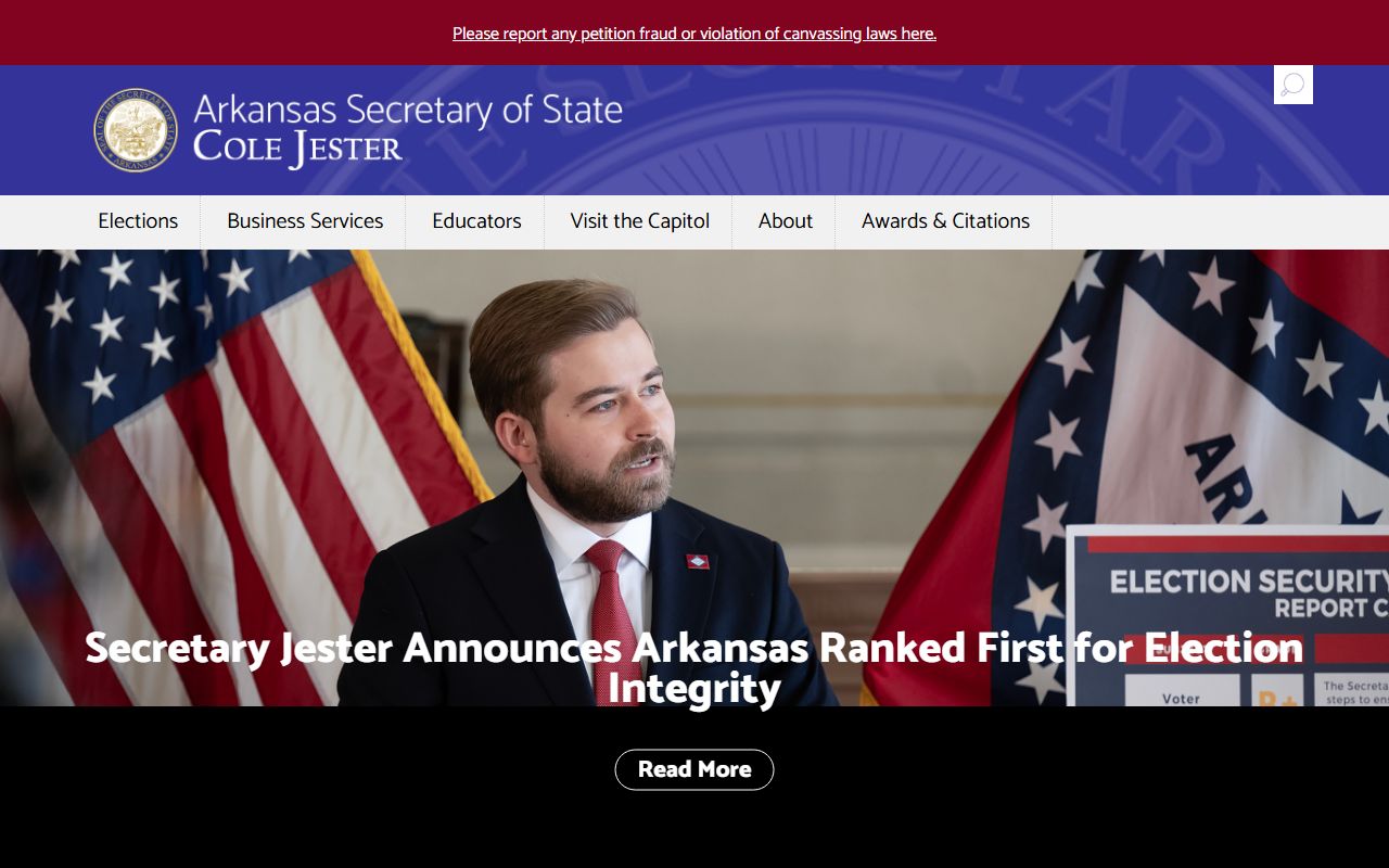 Arkansas Secretary of State site for recent arrests cross reference