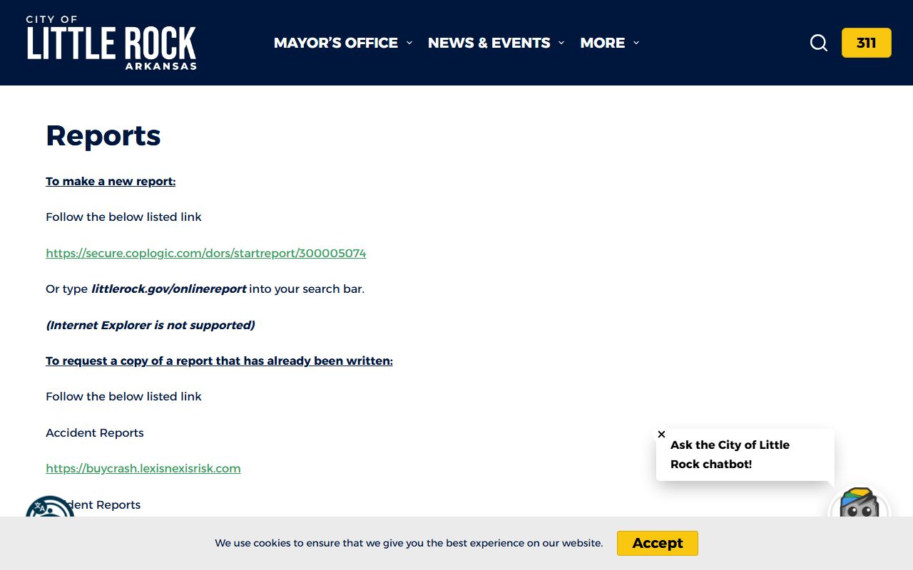 Little Rock Police records page for recent arrests